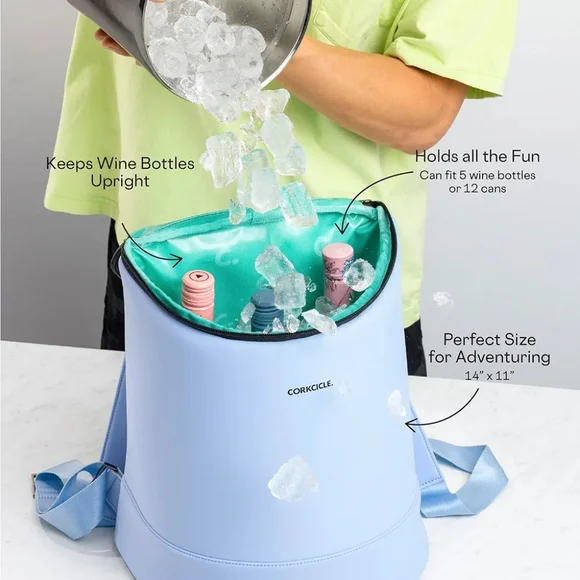 Corkcicle Eola Bucket Bag Periwinkle Neoprene Insulated/Water & Leakproof - Picture 8 of 15